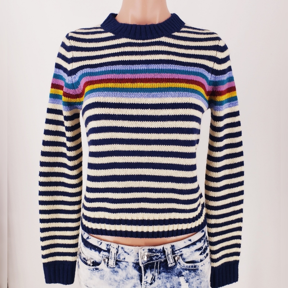 COPPER KEY Rainbow Striped Chunky Knit Sweater
